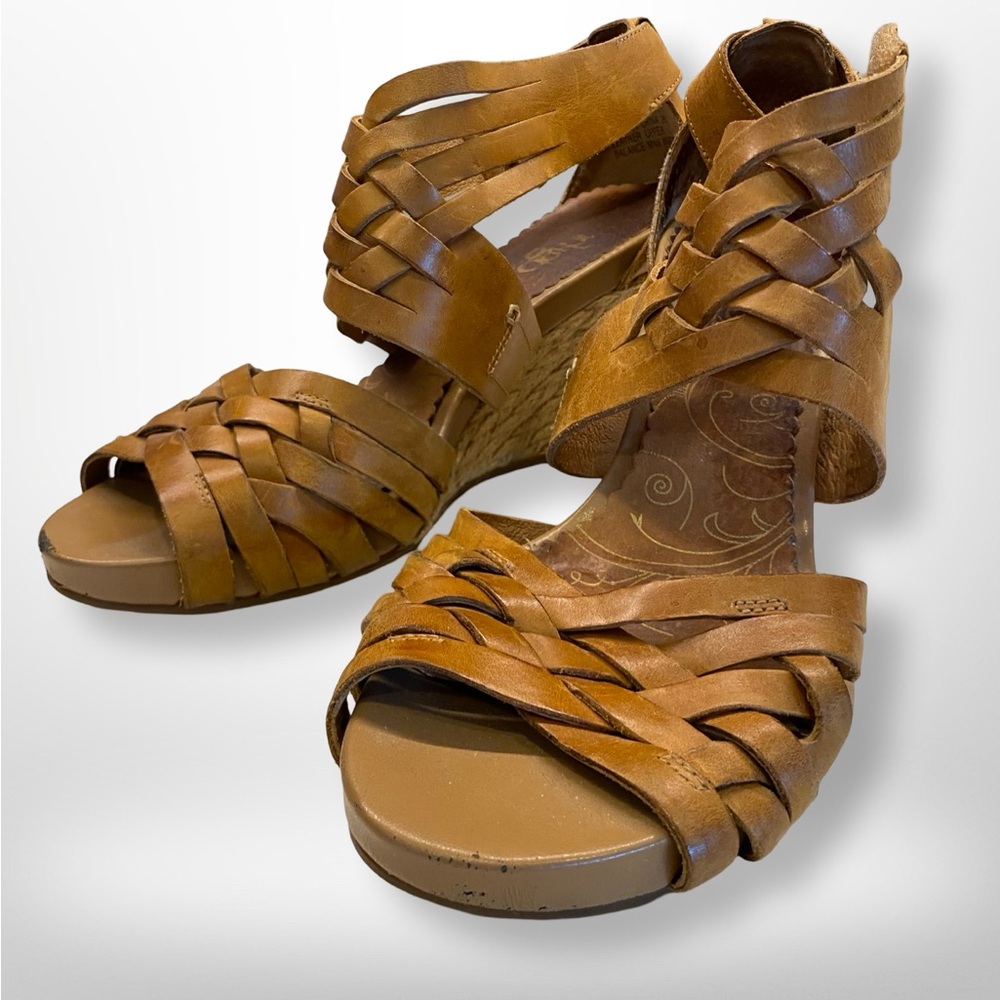 Indigo Leather Wedge Sandals
